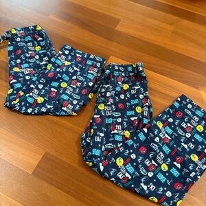 (2) Cherokee Kids Pajama Pants Ski Lodge Winter Print Size M 8/10 + L 12/14